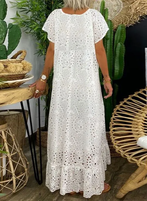 Isabella | Maxikleid mit Luftiger Lochspitze und Verspieltem Design für Damen