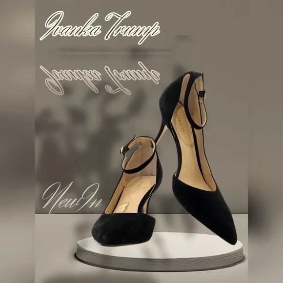 Ivanka Trump Britta D'Orsay Leather Black Women's Suede 3&quot; Heel Size 8.5M /1W-9A
