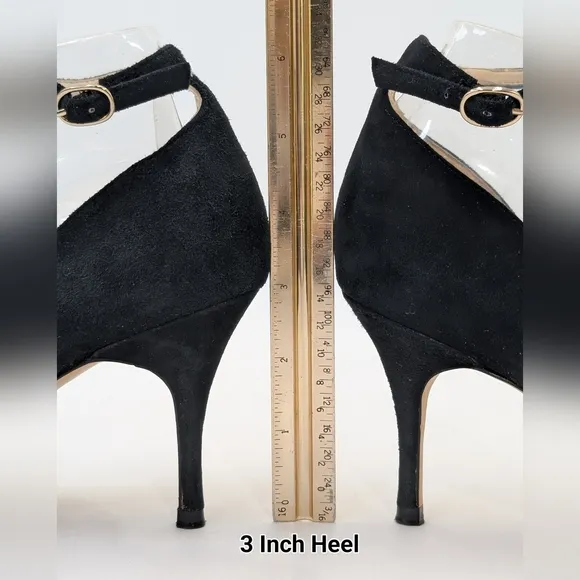 Ivanka Trump Britta D'Orsay Leather Black Women's Suede 3&quot; Heel Size 8.5M /1W-9A