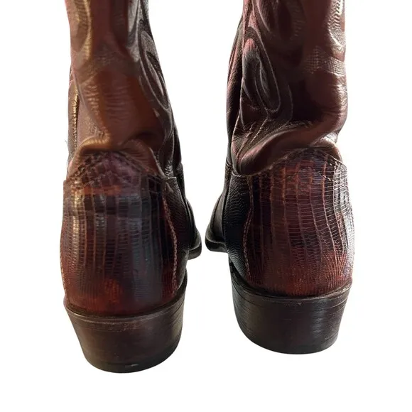 J Chrisholm 8974 Genuine Teju Lizard Men's Boots Sz 8