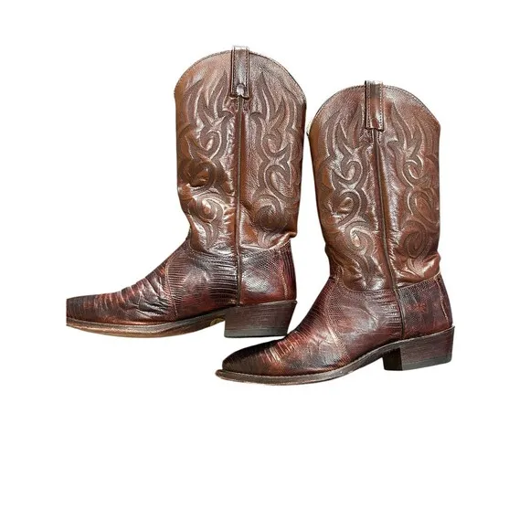 J Chrisholm 8974 Genuine Teju Lizard Men's Boots Sz 8