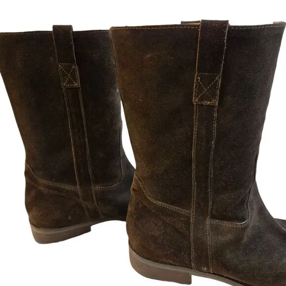 J. Crew Leather Suede Women's Chocolate Brown Boots Mid Calf Length Size 11