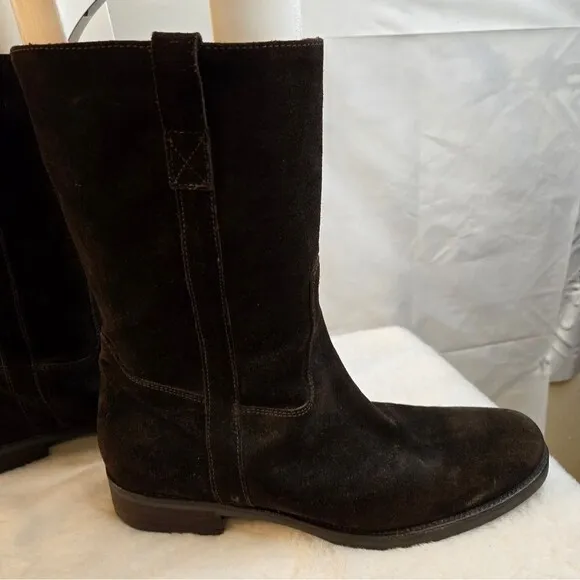 J. Crew Leather Suede Women's Chocolate Brown Boots Mid Calf Length Size 11