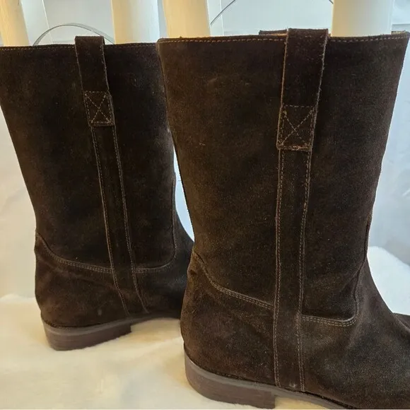 J. Crew Leather Suede Women's Chocolate Brown Boots Mid Calf Length Size 11