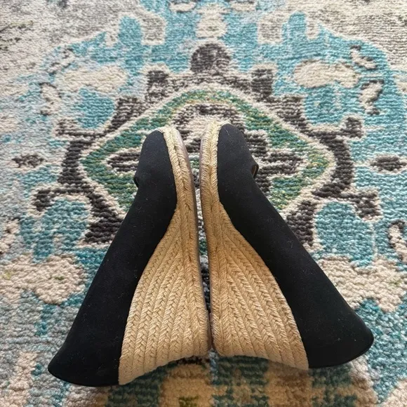 J. Crew Preppy Black Wedge Espadrille Shoes