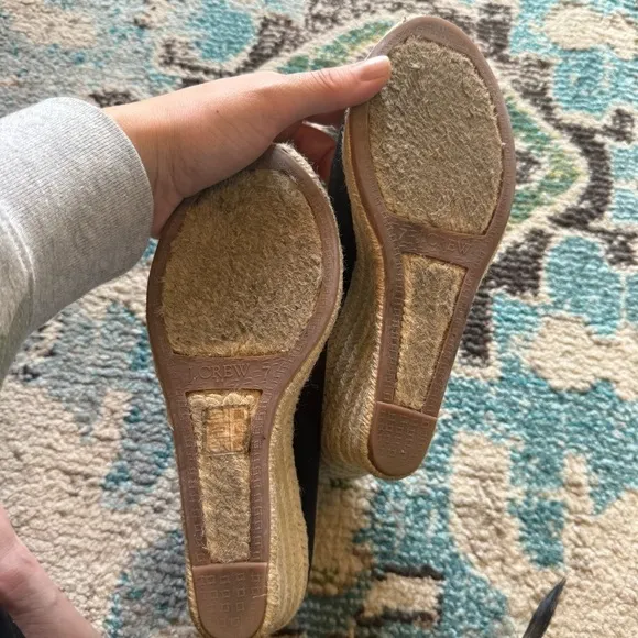 J. Crew Preppy Black Wedge Espadrille Shoes