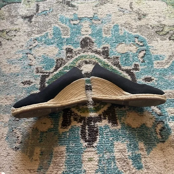 J. Crew Preppy Black Wedge Espadrille Shoes