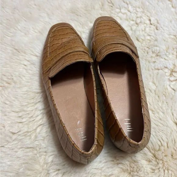 J Jill Brown Embossed Leather Loafers size 10