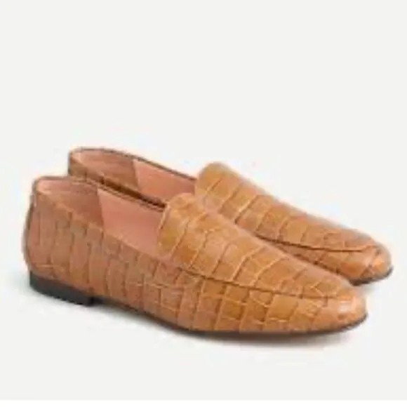 J Jill Brown Embossed Leather Loafers size 10
