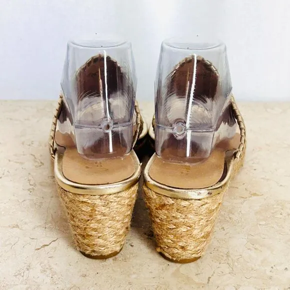 Jack Rogers Sandals 9.5 Marbella Gold Metallic Leather Handmade Wedge Shoes