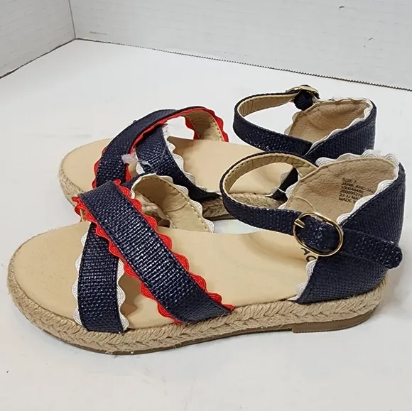 Janie And Jack Ric Rac Cross Strap Espadrilles. Red white blue. Size 7. New
