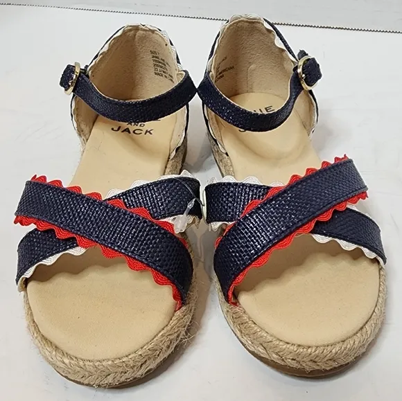 Janie And Jack Ric Rac Cross Strap Espadrilles. Red white blue. Size 7. New