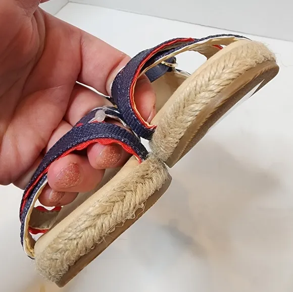 Janie And Jack Ric Rac Cross Strap Espadrilles. Red white blue. Size 7. New