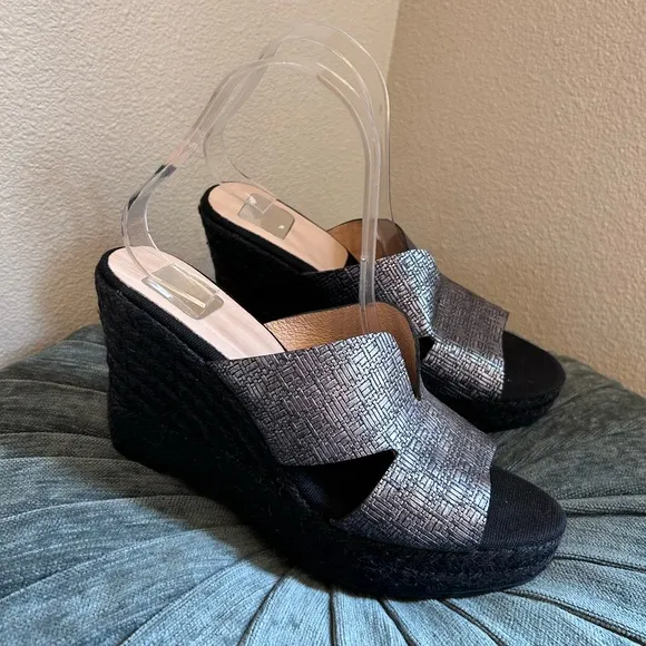 Janna made in Spain Stylish Black Wedge Sandals