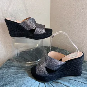 Janna made in Spain Stylish Black Wedge Sandals