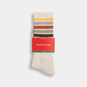 Jaquard Crew Sock / 8904 - Offwhite