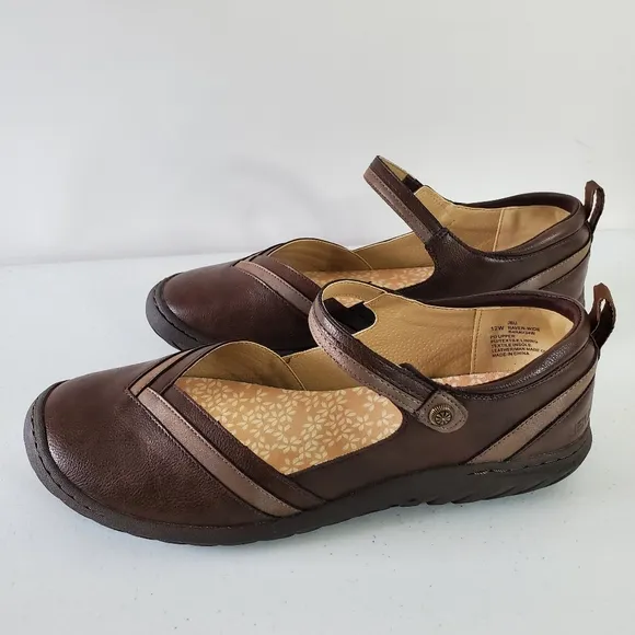 JBU Raven Mary Jane Shoes Size 12W Comfort Brown Round Toe Slip-on Office NEW