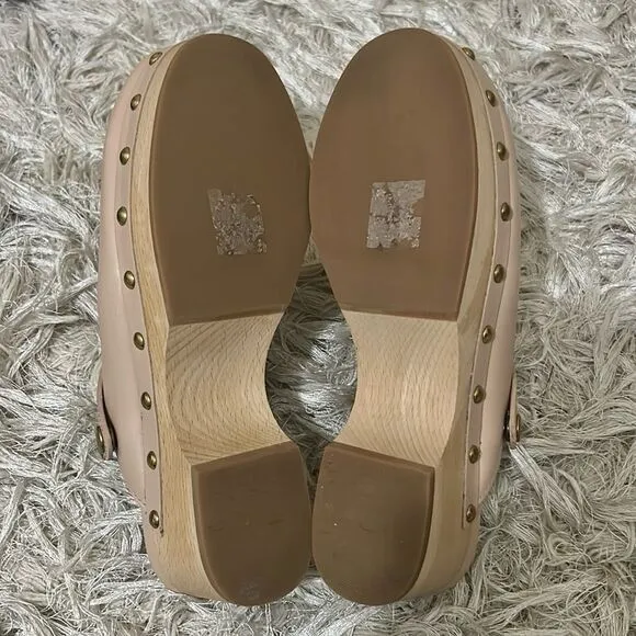 J. Crew Grace Leather Wood Sole Convertible Clogs in Luxury Camel/Blush size 7.5