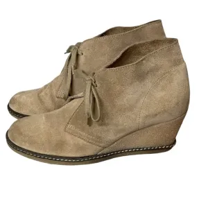 J.Crew MacAlister Tan Suede Wedge Lace Up Ankle Boots Size 8?