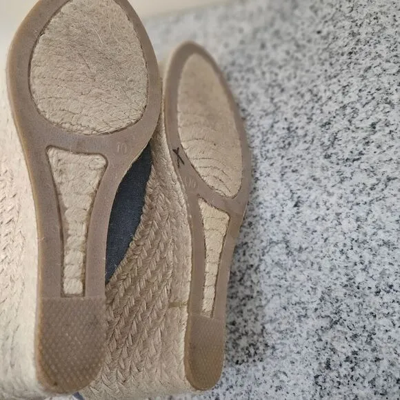 J.Crew Womens Seville Espadrille Shoes Platform Wedge Canvas Light Blue sz 10