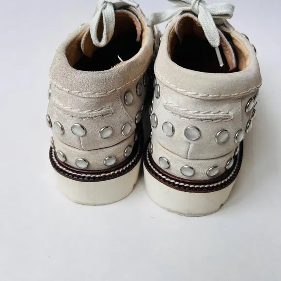 Jean Paul Gautier Suede and studded details platform shoes, grey/sage, Size 38