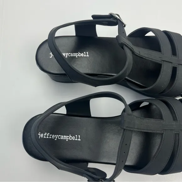 Jeffrey Campbell Candied Platform Sandals Womens US Size 10 Black Matte NWOB