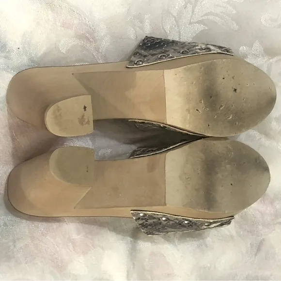 Jeffrey Campbell Dlight Snakeskin Leather Wooden Platform Heeled Sandals 9.5