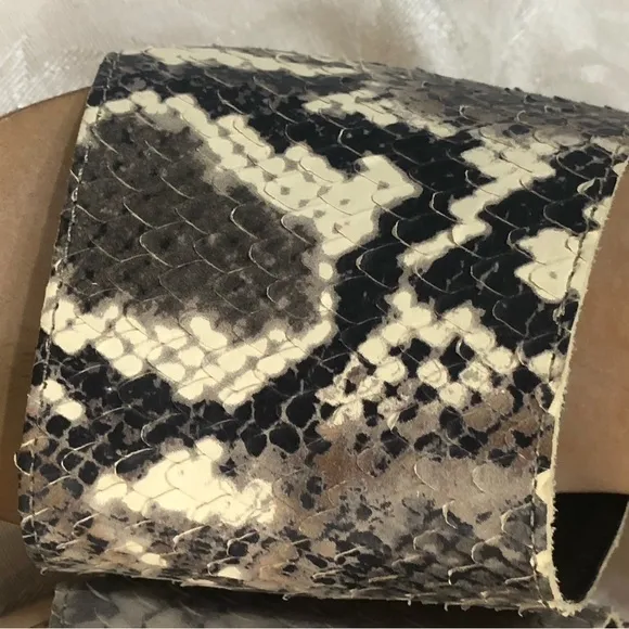 Jeffrey Campbell Dlight Snakeskin Leather Wooden Platform Heeled Sandals 9.5