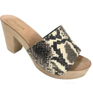 Jeffrey Campbell Dlight Snakeskin Leather Wooden Platform Heeled Sandals 9.5