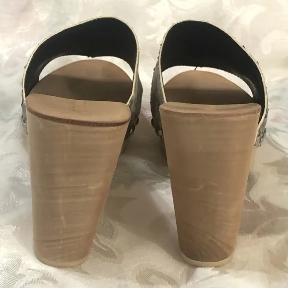 Jeffrey Campbell Dlight Snakeskin Leather Wooden Platform Heeled Sandals 9.5