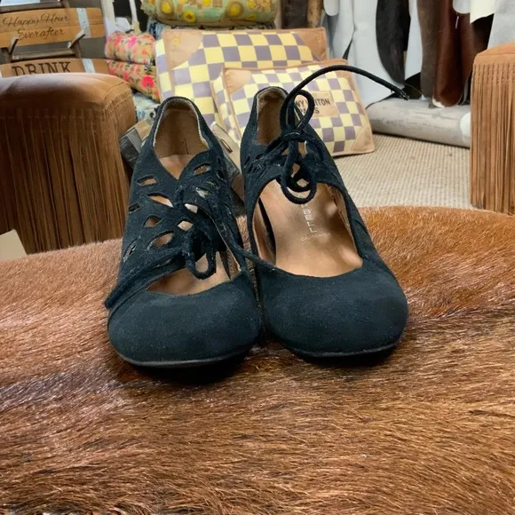 Jeffrey Campbell HAVANA LAST Black Suede Cut outs Wedge Shoes Women’s 6