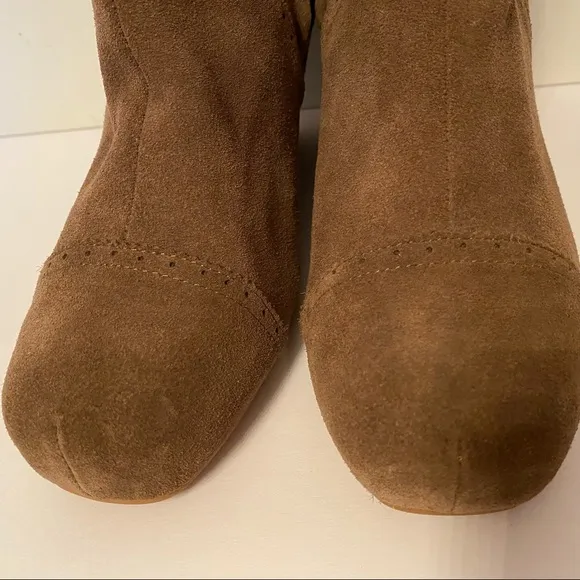 JEFFREY CAMPBELL SHOES BOOTS ANKLE BOOTIES BROWN SUEDE LEATHER WEDGE ZIP SIZE 8