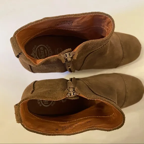 JEFFREY CAMPBELL SHOES BOOTS ANKLE BOOTIES BROWN SUEDE LEATHER WEDGE ZIP SIZE 8