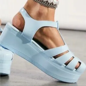 Jeffrey Campbell Y2K Candied blue platform jelly sandals size US 8 EU 39