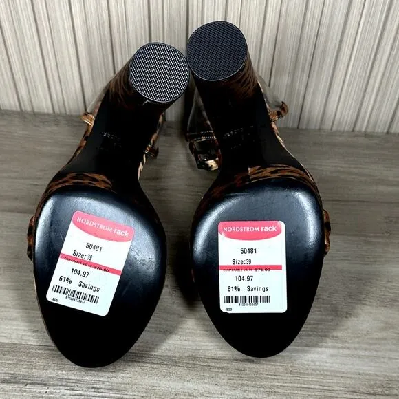 Jessica Rich Women's Satin Leopard Platform Sandals Size 9