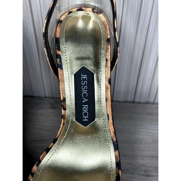 Jessica Rich Women's Satin Leopard Platform Sandals Size 9
