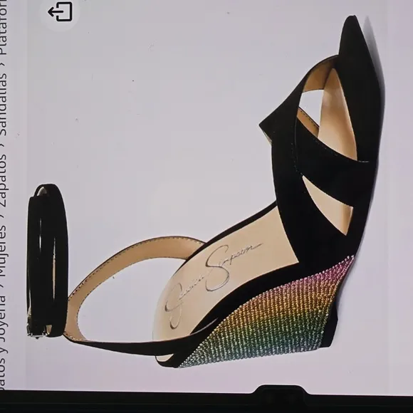 Jessica Simpson Arlisa 2 black rhinestone wedge shoes-9