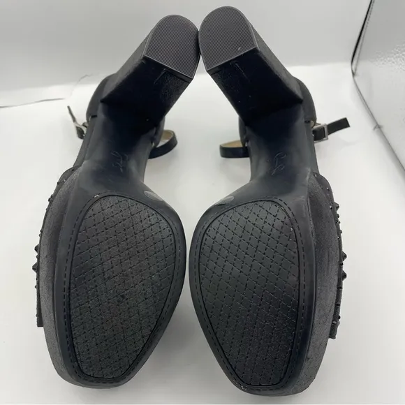 JESSICA SIMPSON studs platform ankle straps black pumps women Size 10M