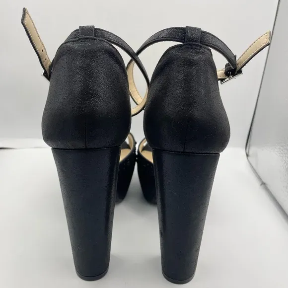 JESSICA SIMPSON studs platform ankle straps black pumps women Size 10M
