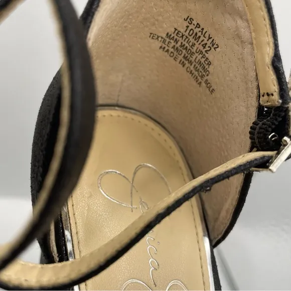 JESSICA SIMPSON studs platform ankle straps black pumps women Size 10M