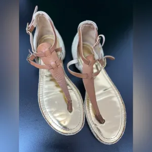 Jimmy Choo Brown Leather Pabla T-Strap Sandals