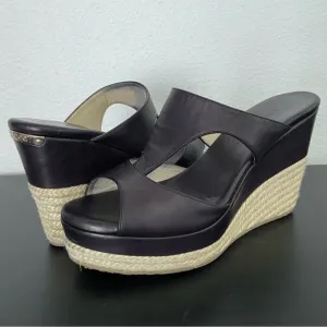 Jimmy Choo Leather Wedge Espadrilles Sandals