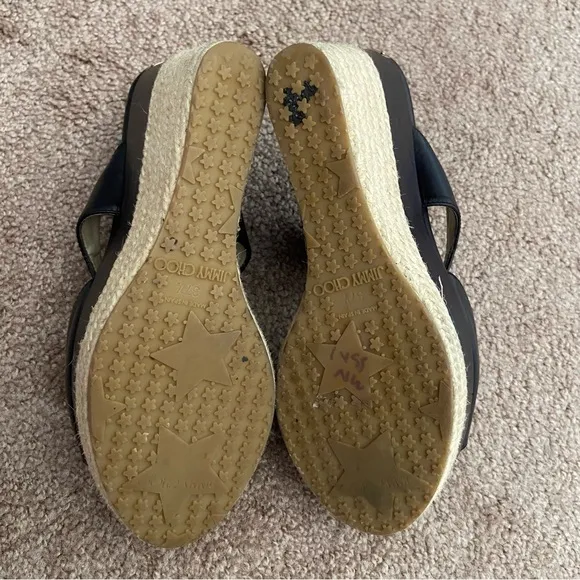 Jimmy Choo Leather Wedge Espadrilles Sandals