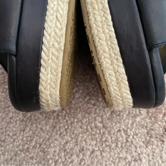 Jimmy Choo Leather Wedge Espadrilles Sandals