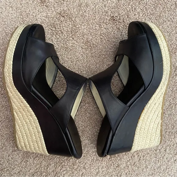Jimmy Choo Leather Wedge Espadrilles Sandals