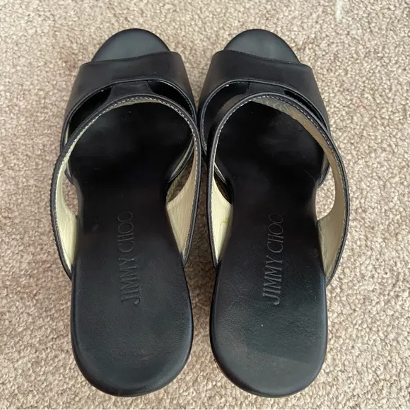 Jimmy Choo Leather Wedge Espadrilles Sandals