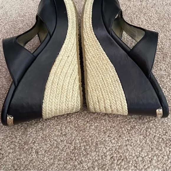 Jimmy Choo Leather Wedge Espadrilles Sandals