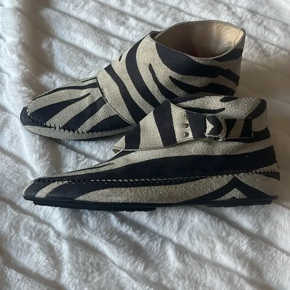 Jimmy Choo  Leather Zebra Patterned Booties