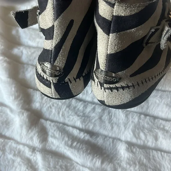 Jimmy Choo  Leather Zebra Patterned Booties