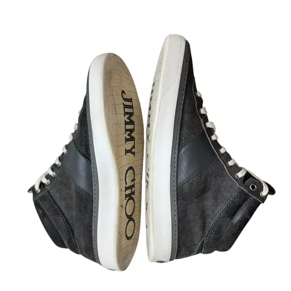 Jimmy Choo Men's Grey Sparkle High Tops